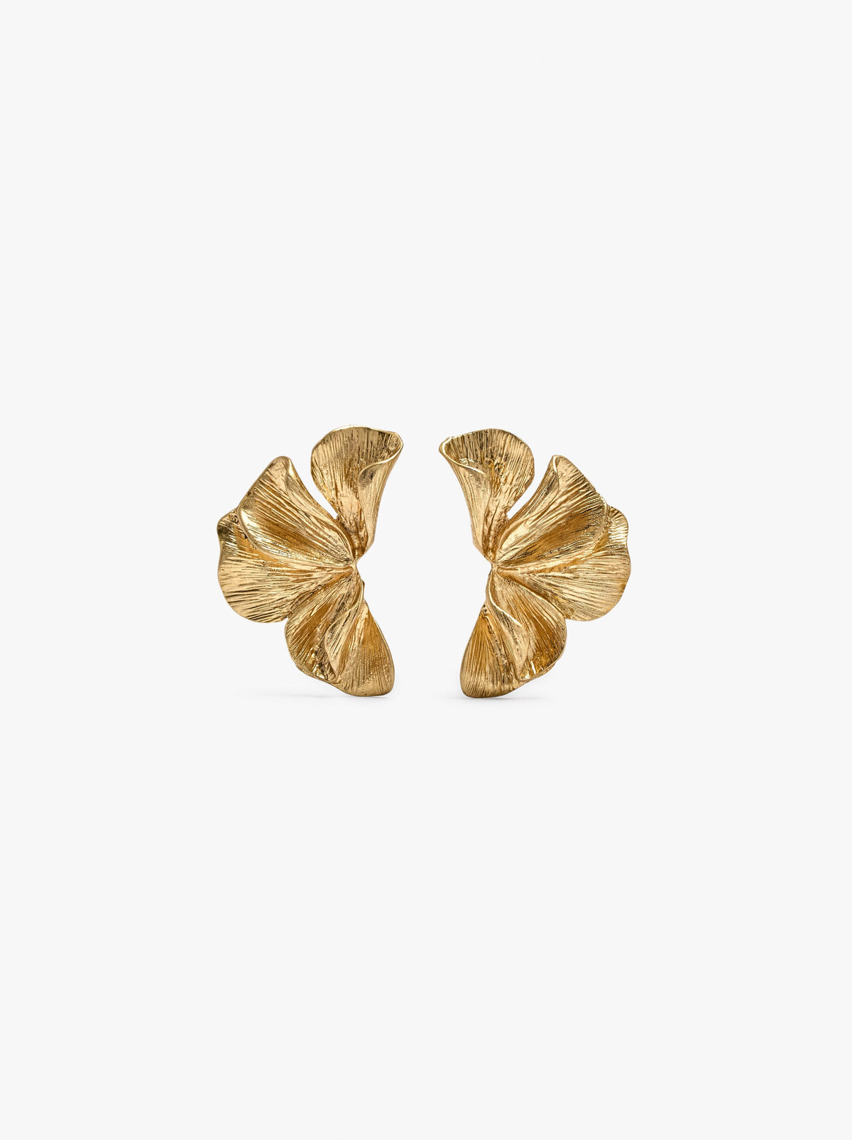 Maxi Half-Flower Earrings With Embossed Detail