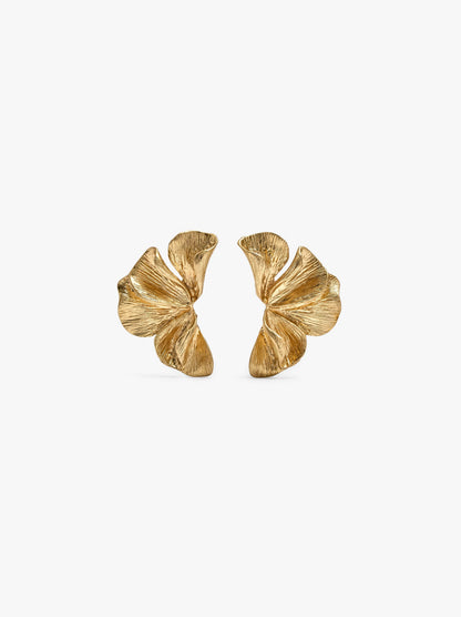 Maxi Half-Flower Earrings With Embossed Detail