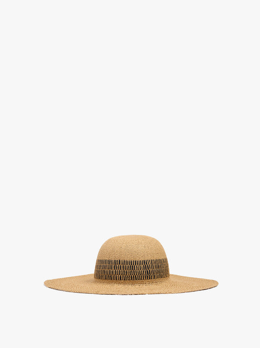 Paper Straw Effect Hat With Stripes