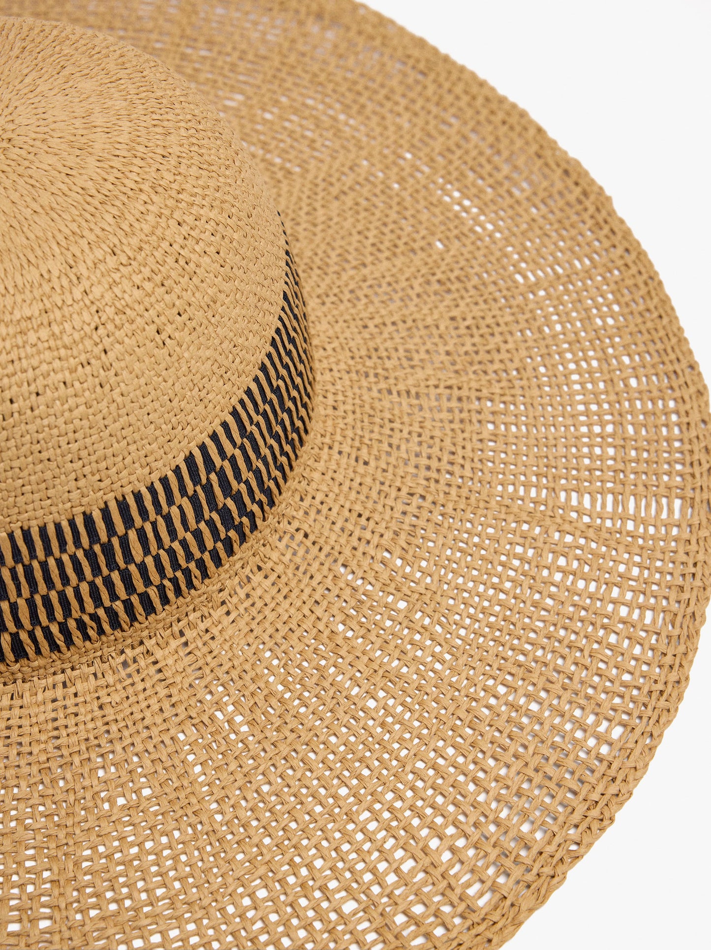 Paper Straw Effect Hat With Stripes