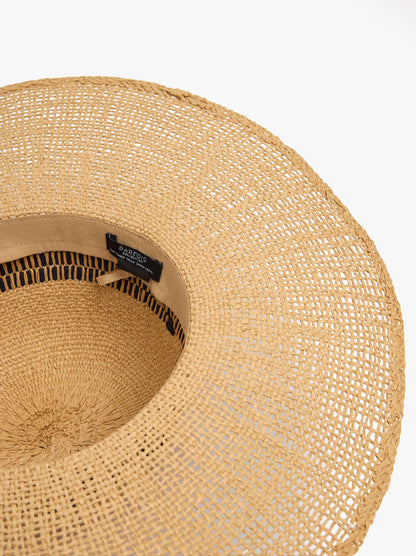 Paper Straw Effect Hat With Stripes