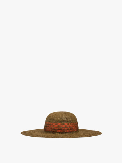 Paper Straw Effect Hat With Stripes