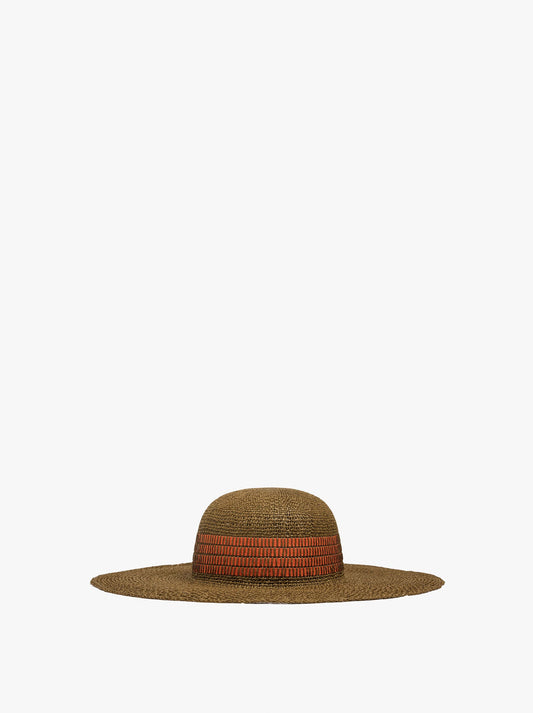 Paper Straw Effect Hat With Stripes