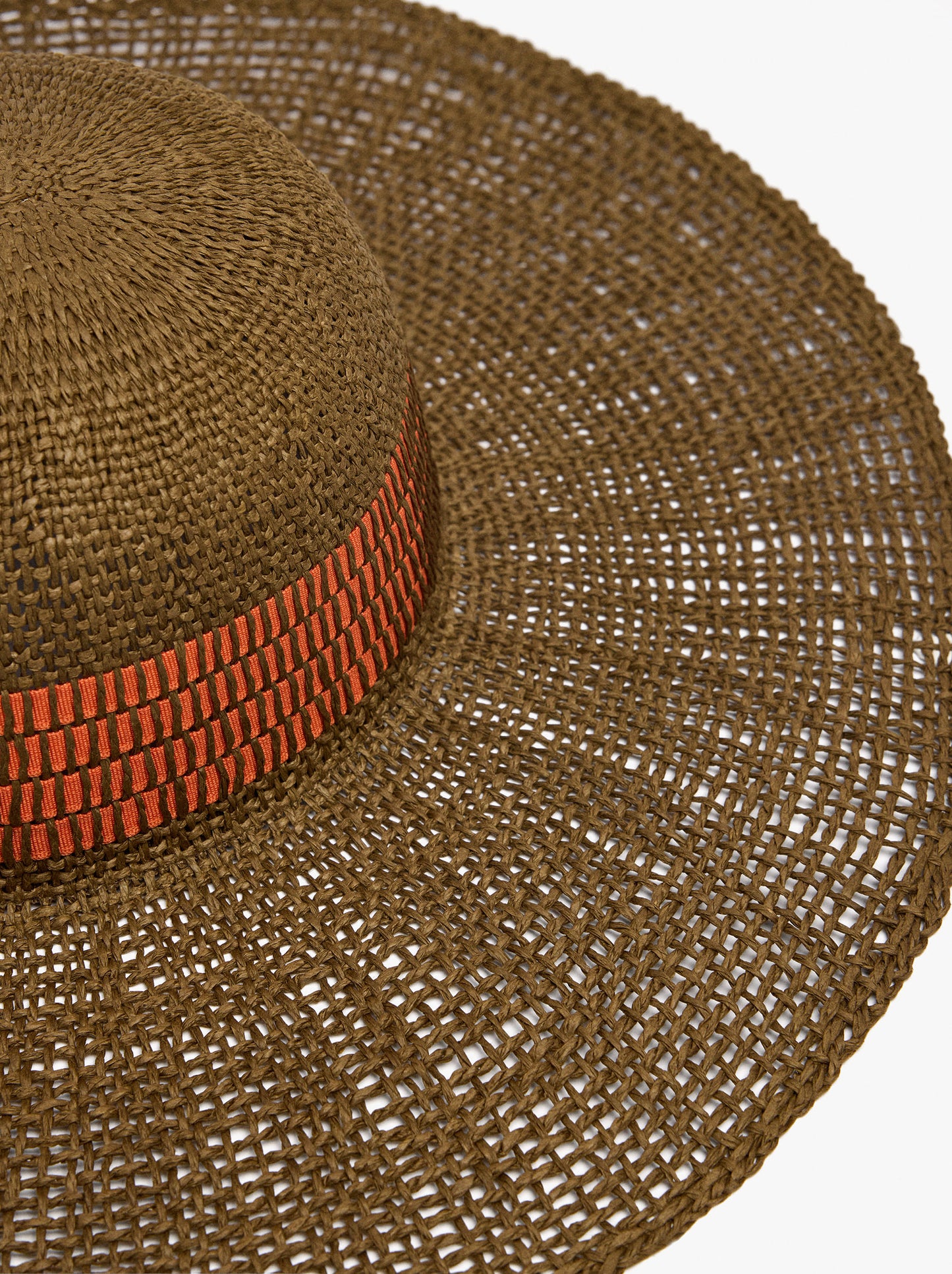 Paper Straw Effect Hat With Stripes