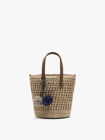 Bucket Bag Paper Straw With Strap