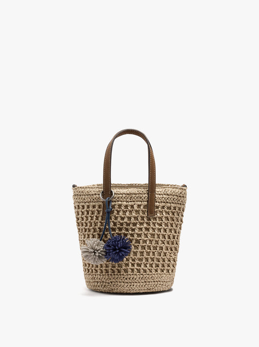 Bucket Bag Paper Straw With Strap