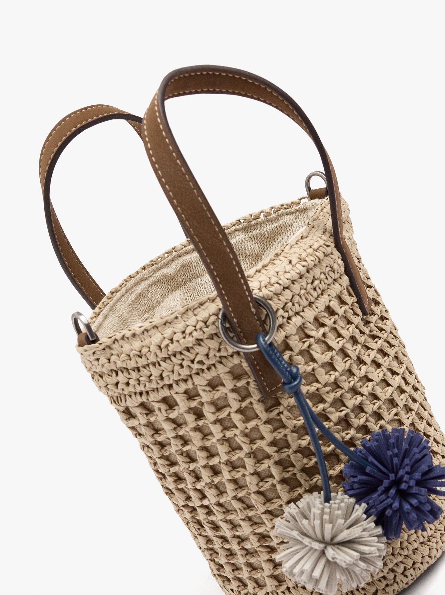 Bucket Bag Paper Straw With Strap