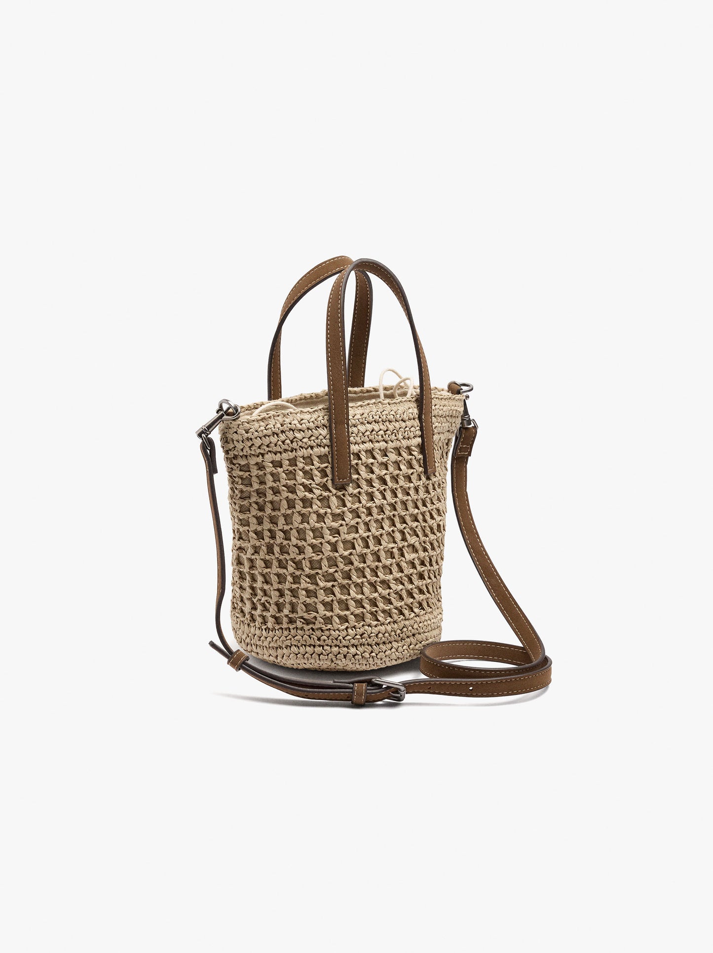 Bucket Bag Paper Straw With Strap