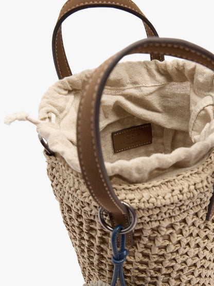 Bucket Bag Paper Straw With Strap