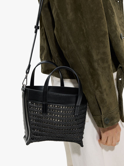 Tote Bag Paper Straw With Crossbody
