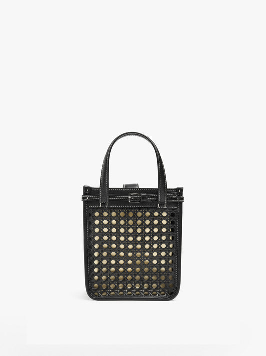 Handbag With Rattan And Crossbody Bag