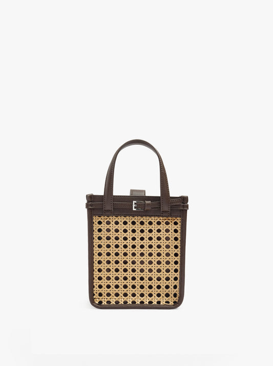 Handbag With Rattan And Crossbody Bag