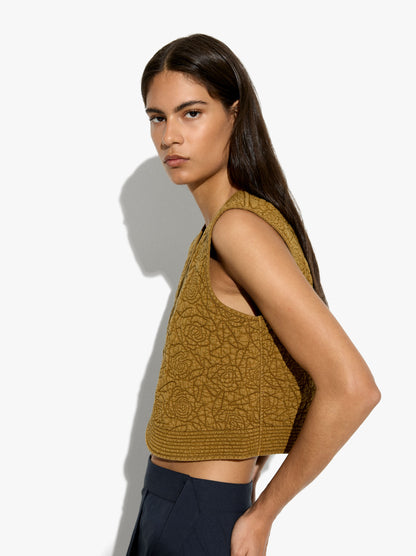 Vest With Topstitching 100% Cotton
