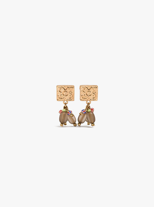 Square Earrings With Beads