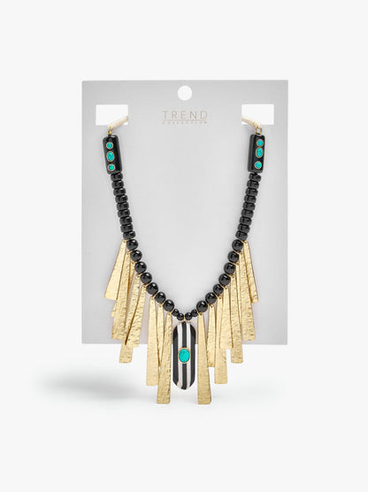 Short Necklace With Beads And Bars