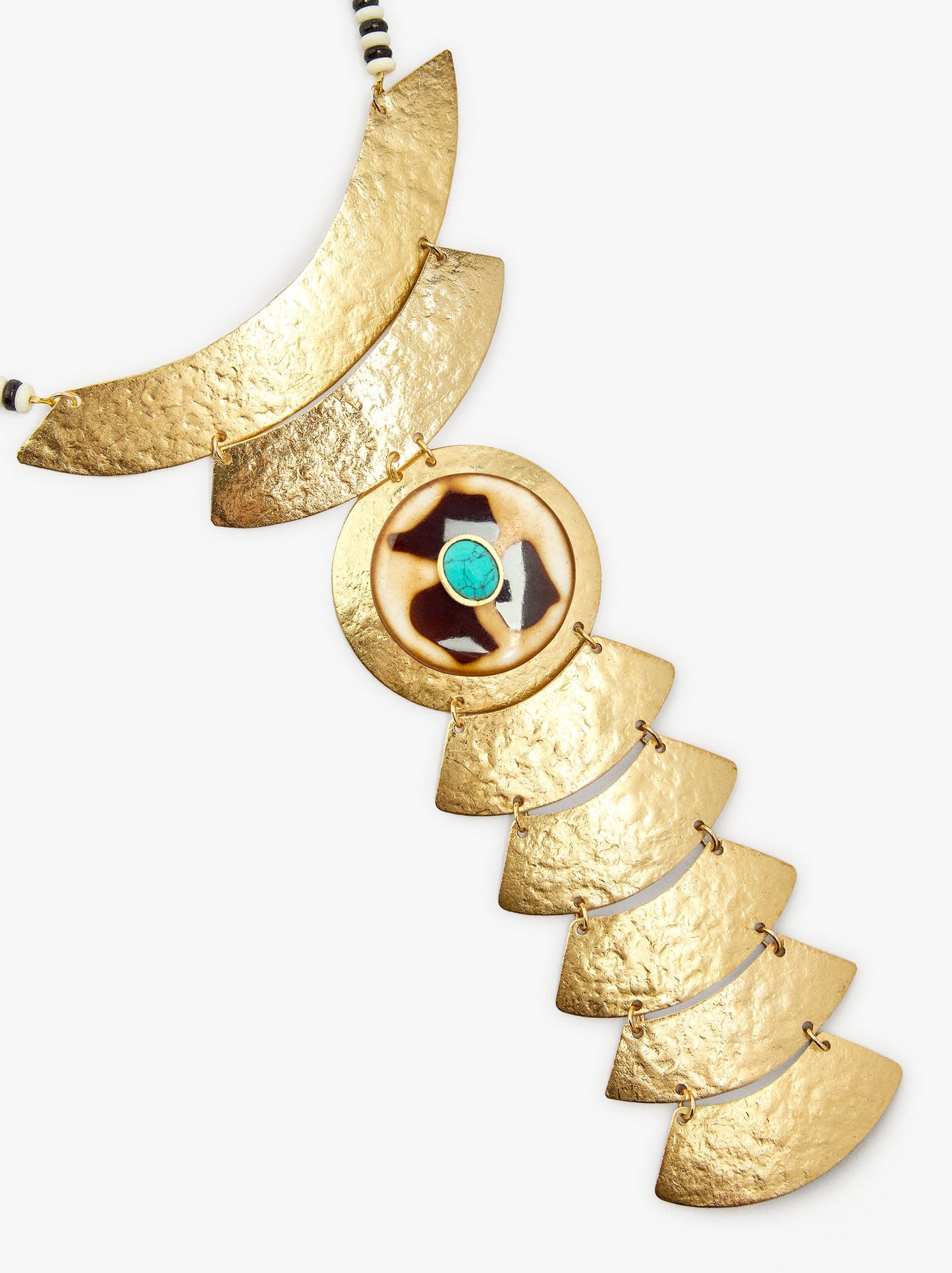 Long Structured Necklace With Wood