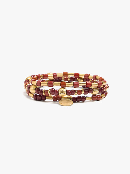Set Of Elastic Bracelets With Beads