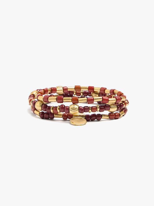 Set Of Elastic Bracelets With Beads