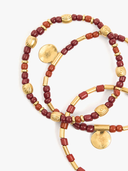 Set Of Elastic Bracelets With Beads