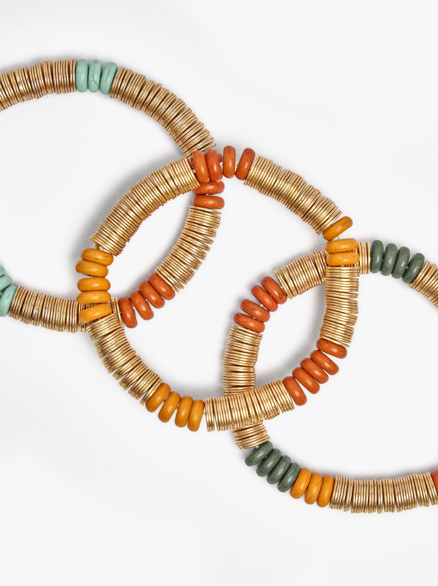 Set Of Elastic Bracelets With Stone Beads