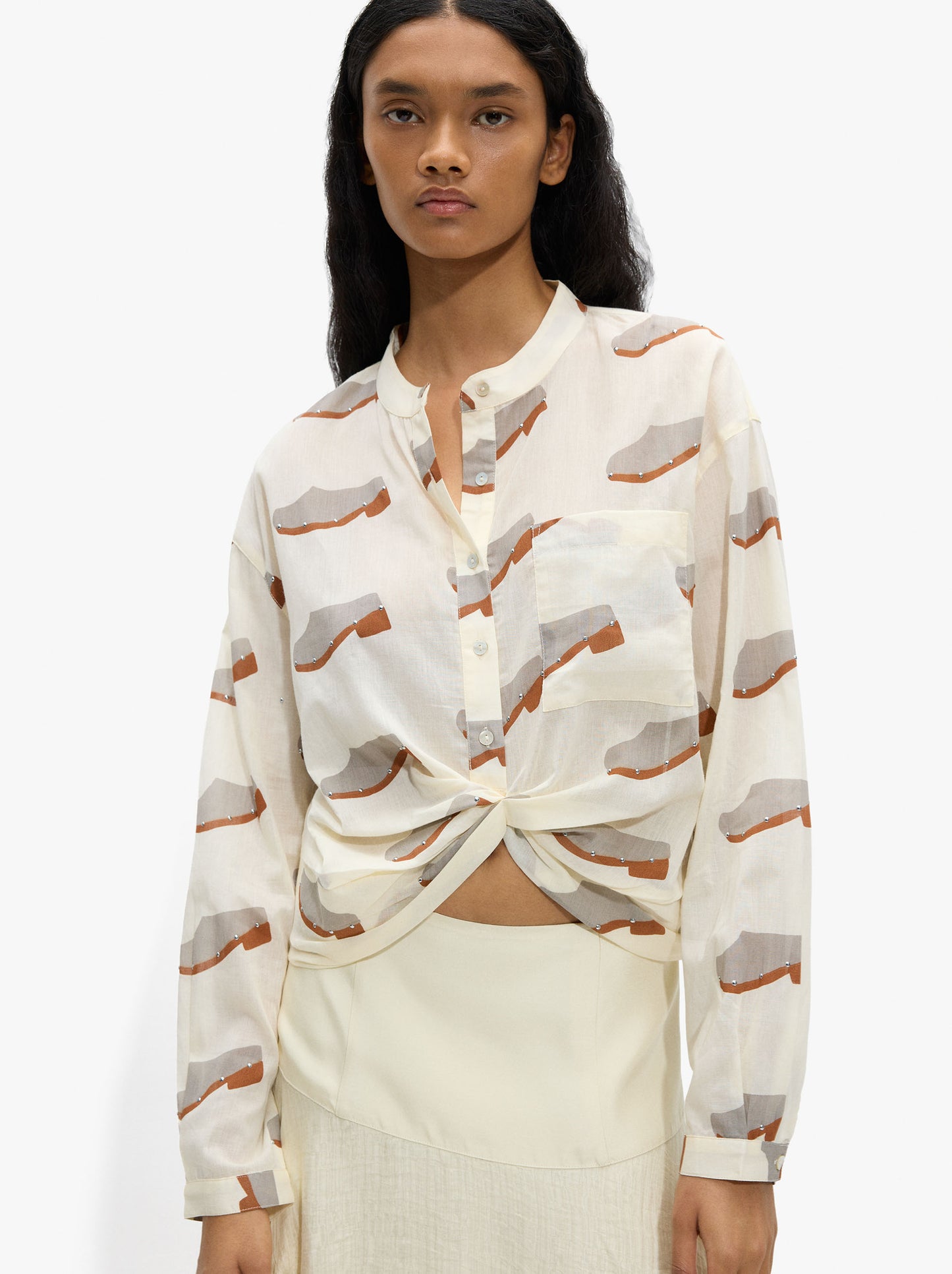 Blouse With Printed Clogs 100% Cotton