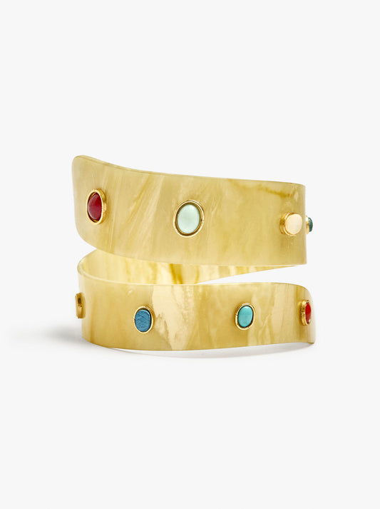 Crossed Bracelet With Resin Multicolor Details