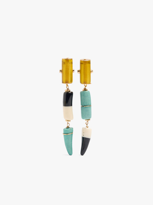 Long Earrings With Cylindrical Beads