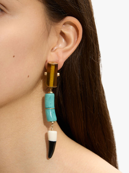 Long Earrings With Cylindrical Beads