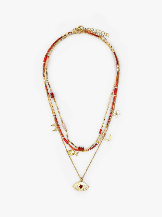 Set Of Necklaces With Beads Of Stone And Resin