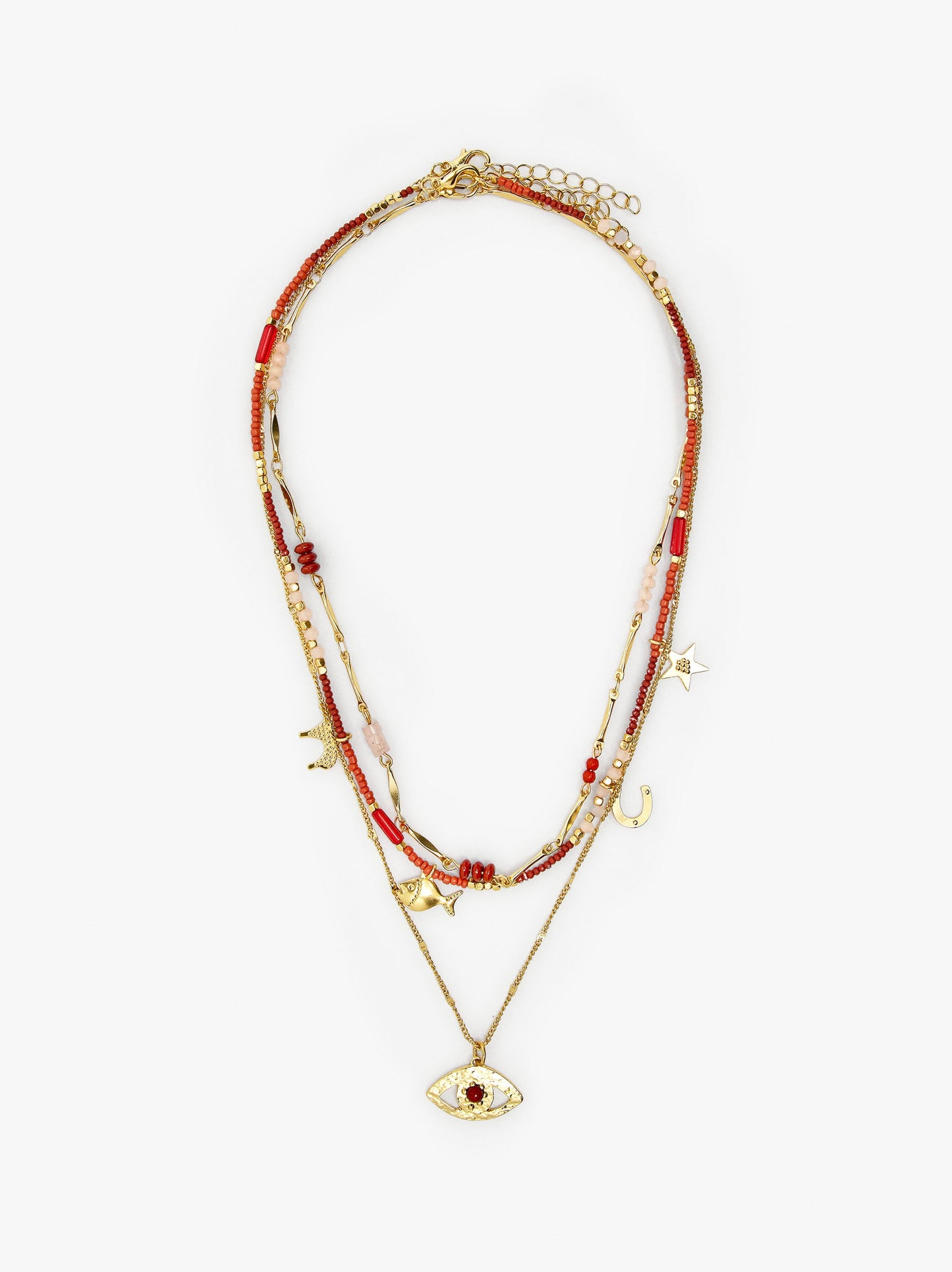 Set Of Necklaces With Beads Of Stone And Resin