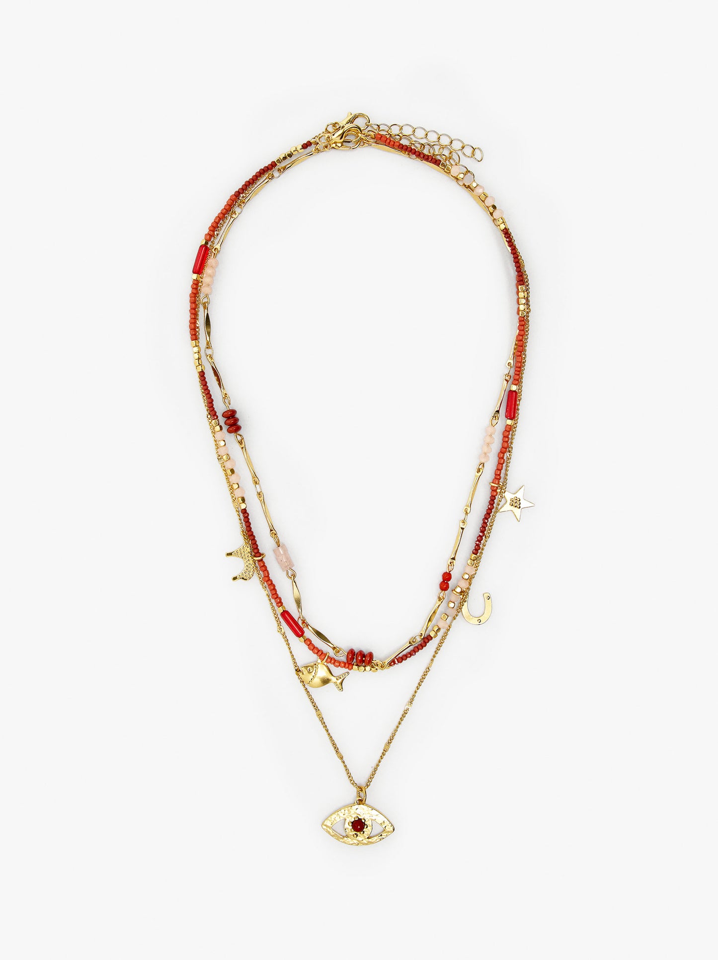 Set Of Necklaces With Beads Of Stone And Resin