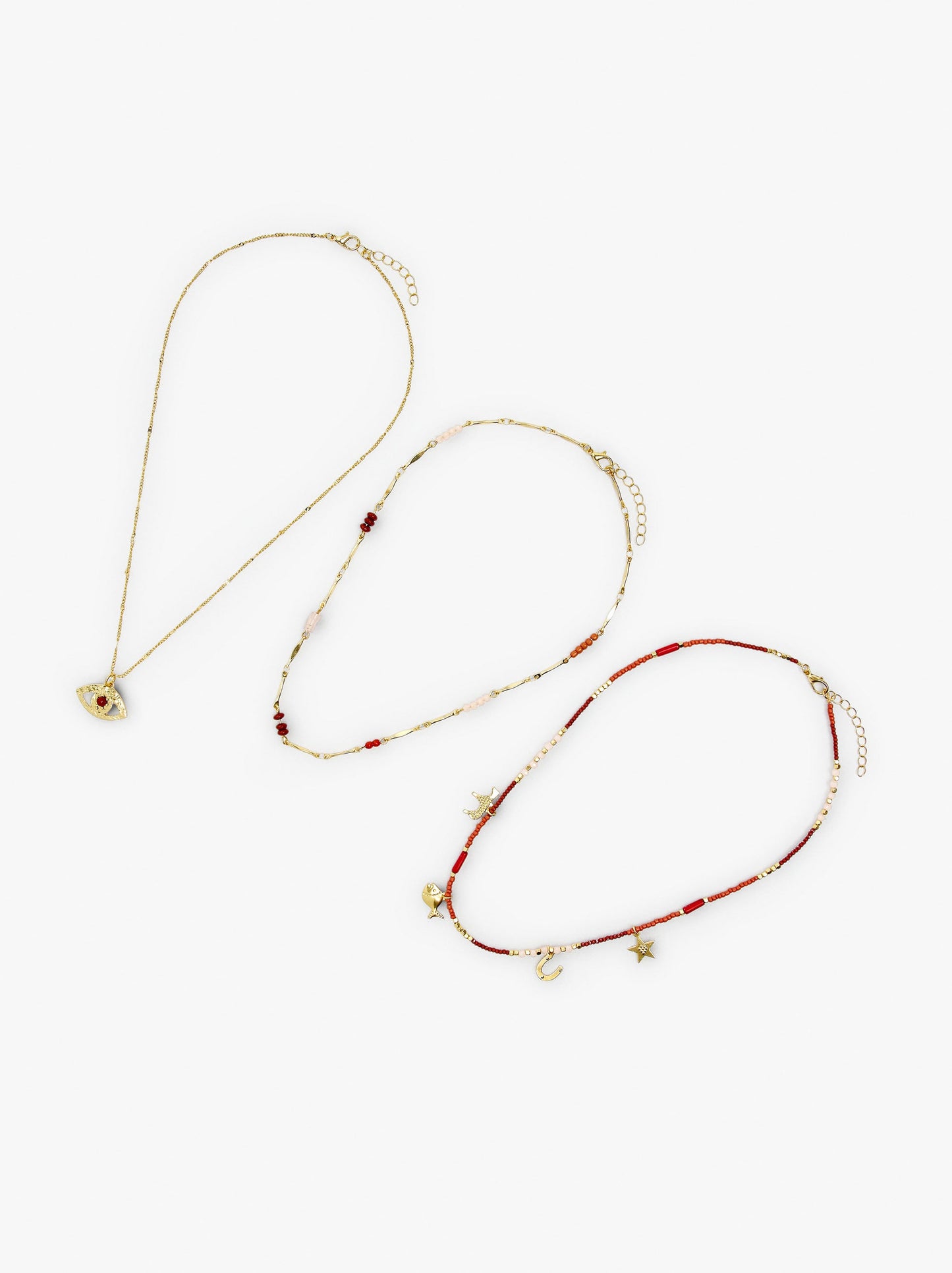 Set Of Necklaces With Beads Of Stone And Resin