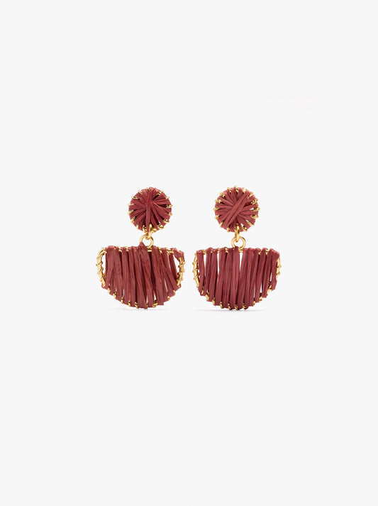Semicircle Earrings With Raffia