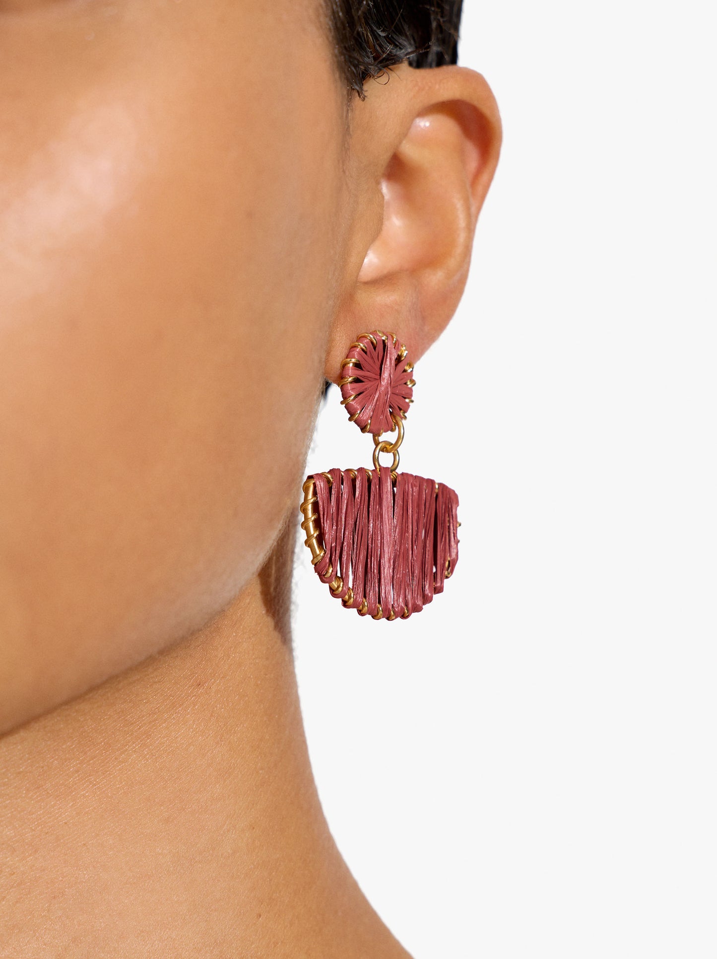 Semicircle Earrings With Raffia