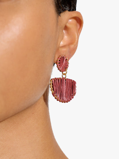 Semicircle Earrings With Raffia