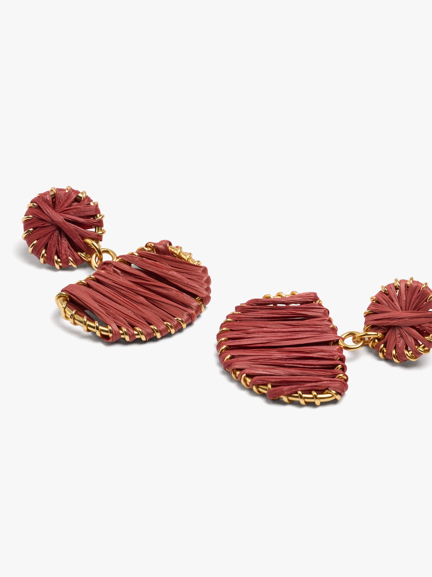 Semicircle Earrings With Raffia