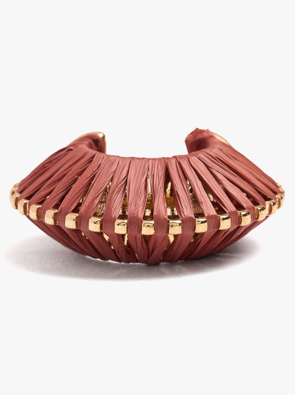 Structured Hoop Earrings With Raffia