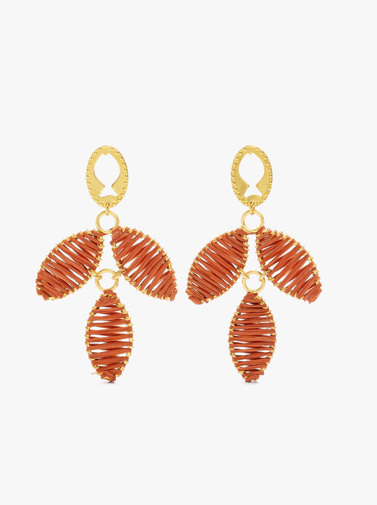 Long Earrings With Raffia Leaves