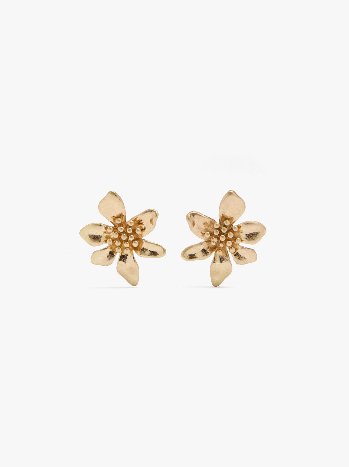 Short Flower Earrings With Embossed Detail