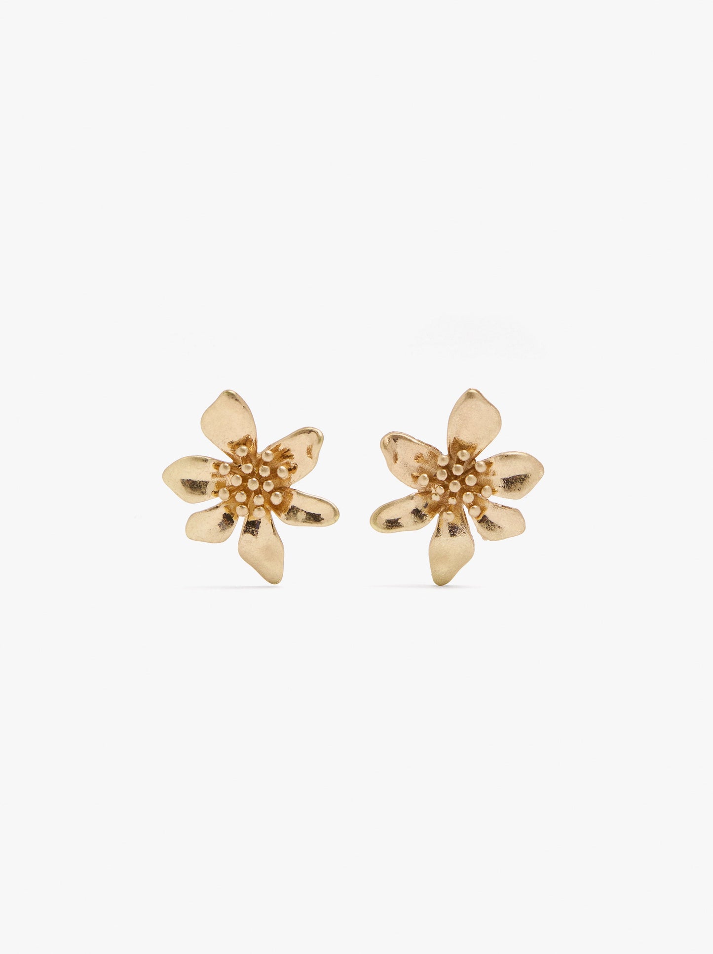 Short Flower Earrings With Embossed Detail