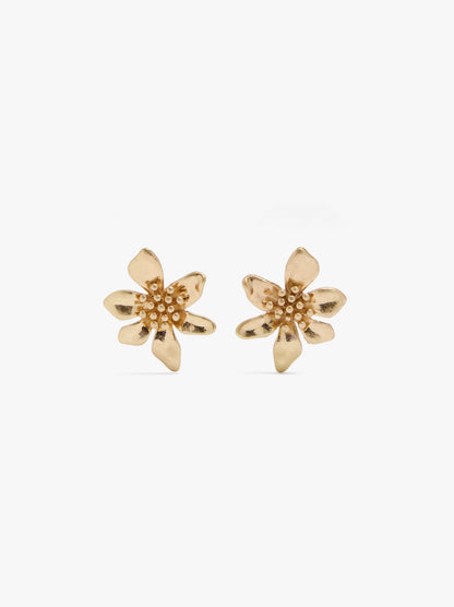 Short Flower Earrings With Embossed Detail