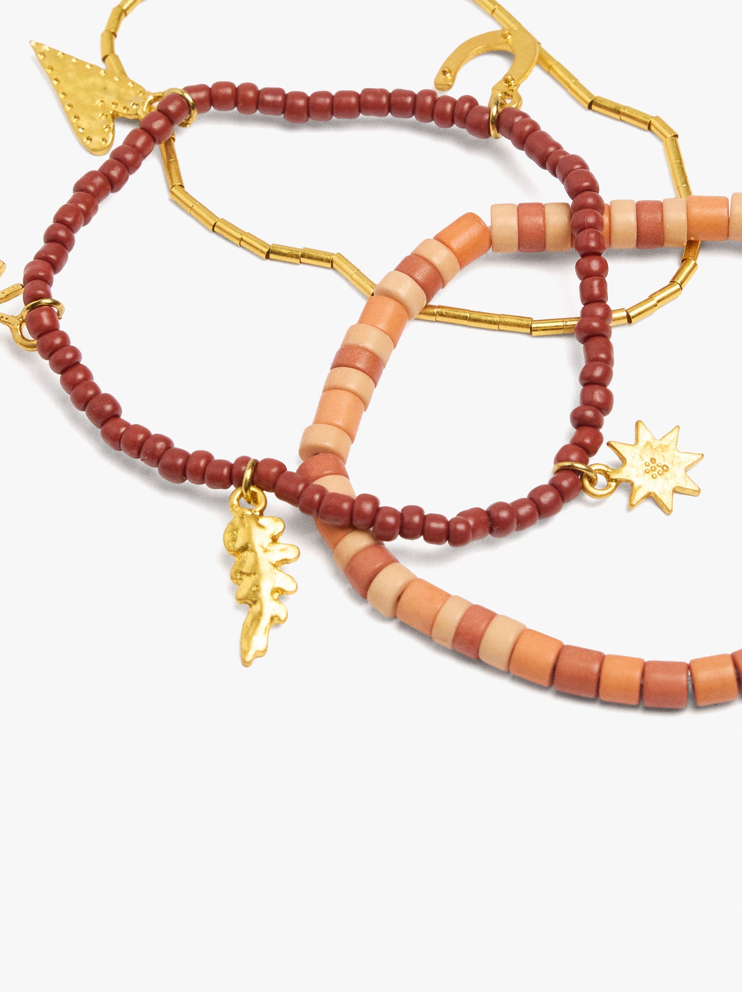 Set Of Elastic Bracelets With Beads