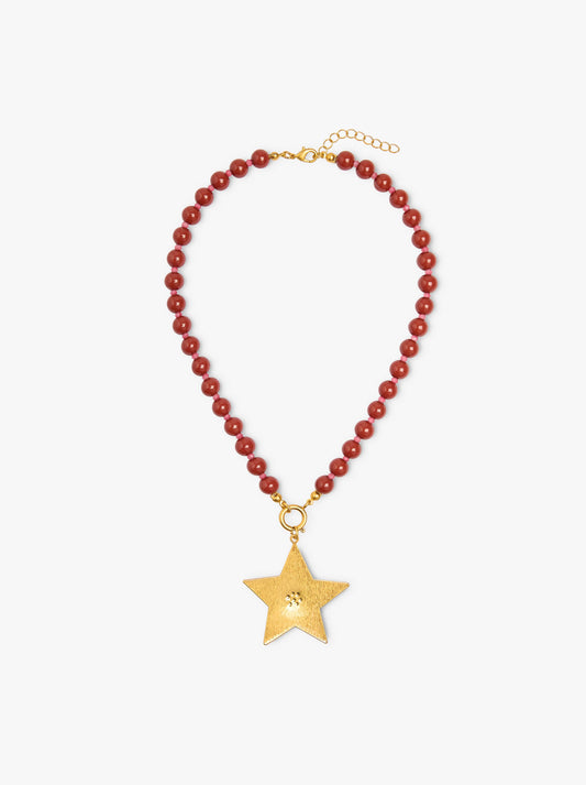 Necklace With Stone Beads With Star Pendant