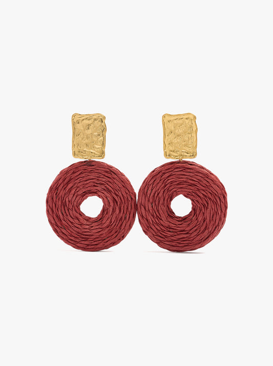 Hoop Earrings With Raffia Effect
