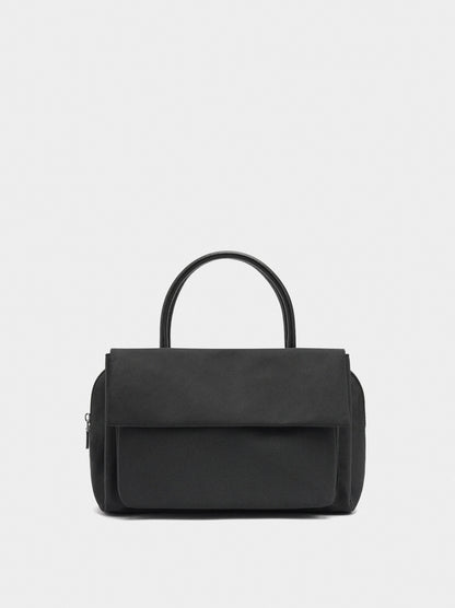 Nylon Tote Bag With Double Flap