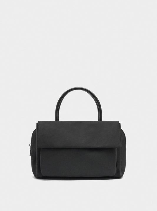 Nylon Tote Bag With Double Flap