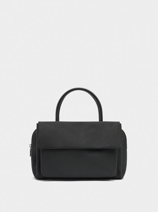 Nylon Tote Bag With Double Flap