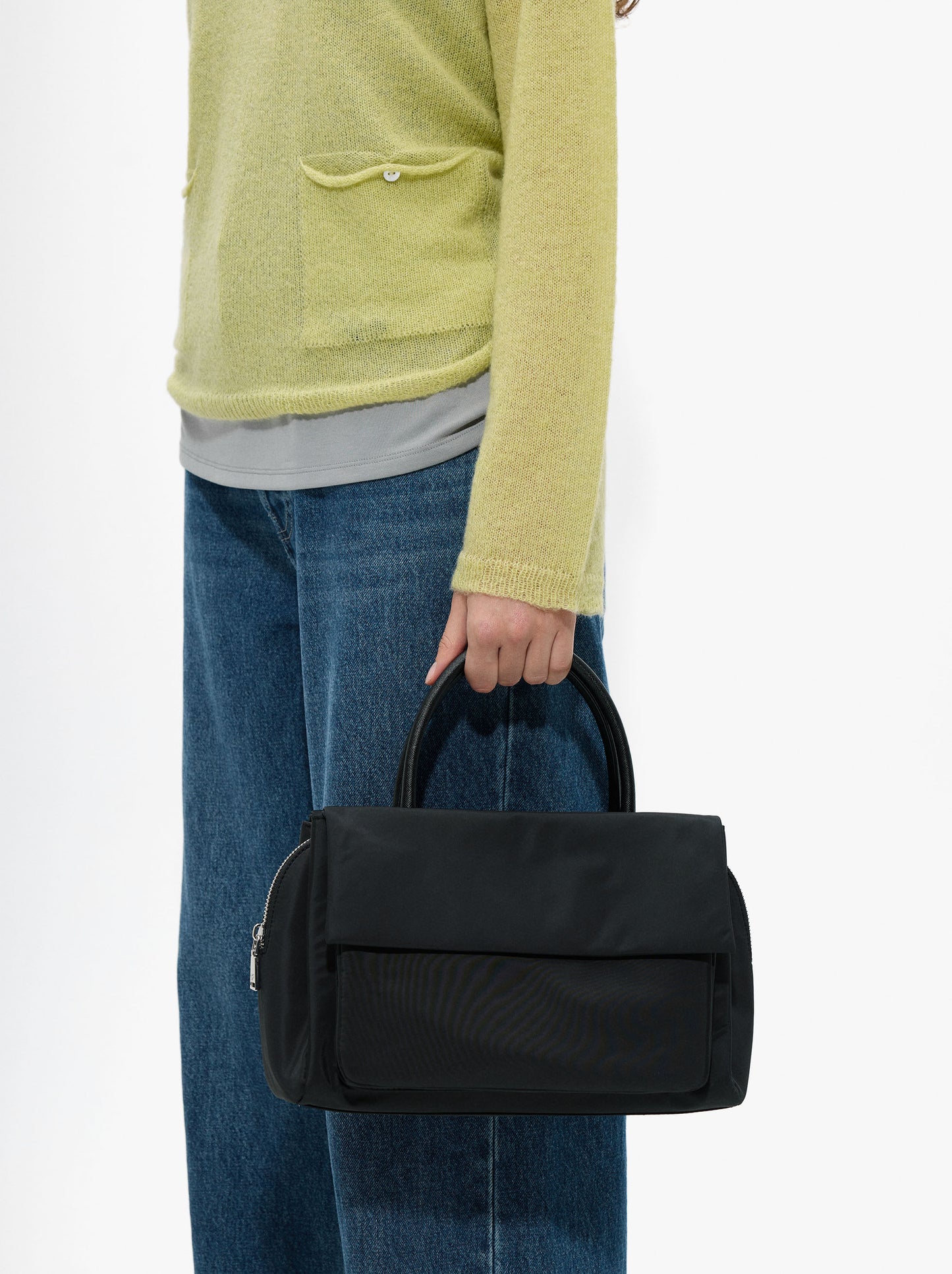 Nylon Tote Bag With Double Flap