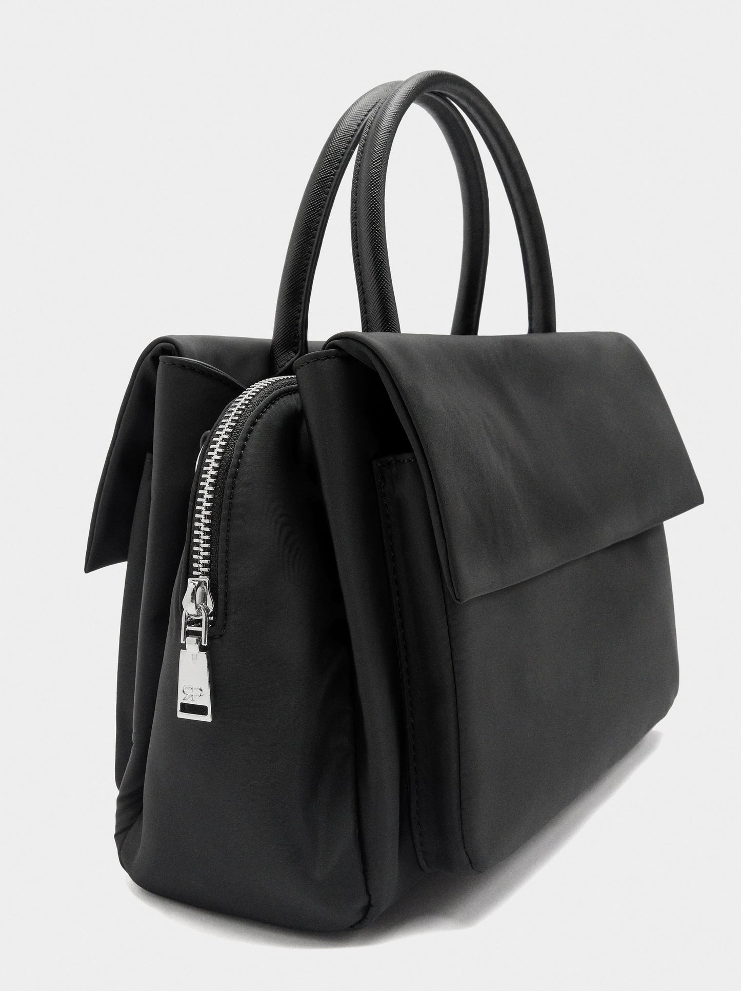 Nylon Tote Bag With Double Flap