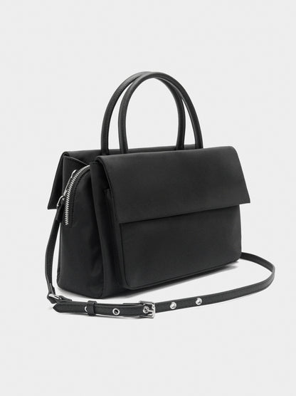 Nylon Tote Bag With Double Flap